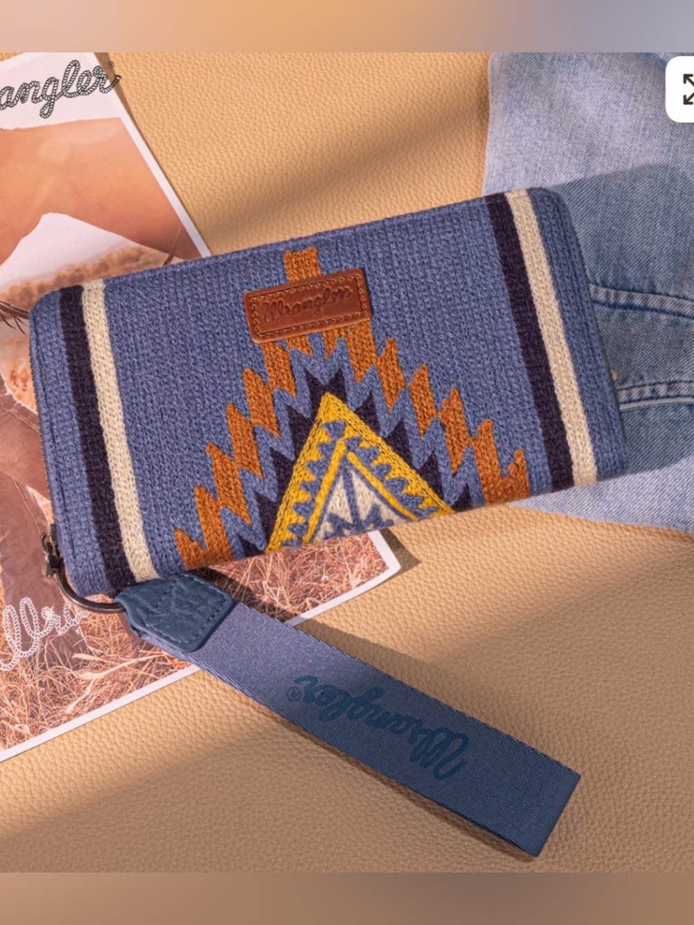 WG174-W006 Wrangler Southwestern Knitted Wallet/Wristlet - Jean